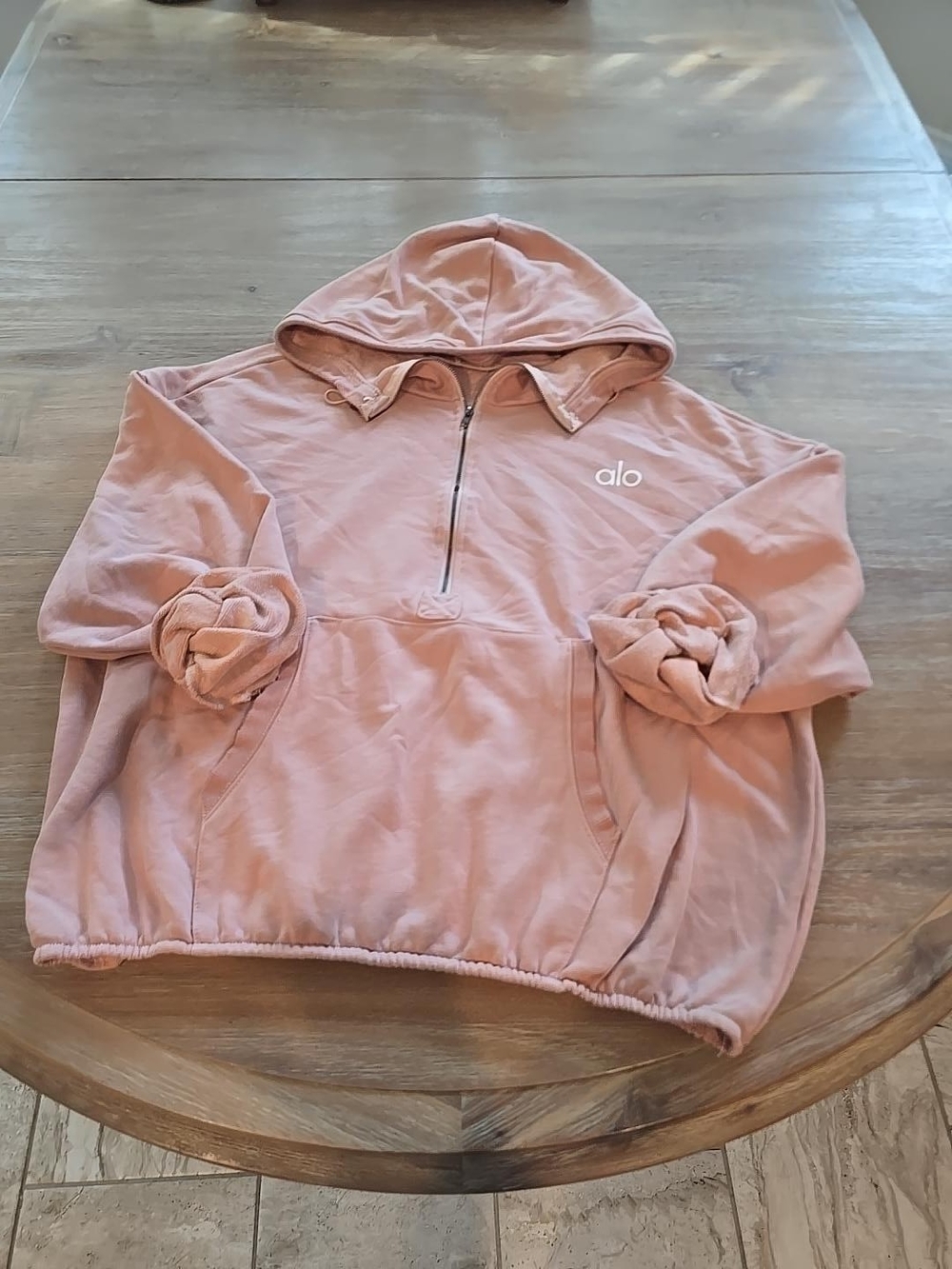 Alo Yoga Dusty Pink Oversized Half Zip Hoodie Pullover